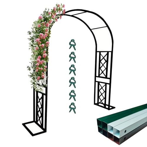 Stabiles Rosenbogen-Spalier aus Metall mit 6 Pflanzenclips – schwere Outdoor-Pera für Kletterpflanzen, für Garten, Terrasse und Blumendekor