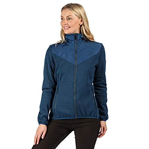 Veste Regatta femme Upham Hybrid en softshell noire avec capuche et poches zippées