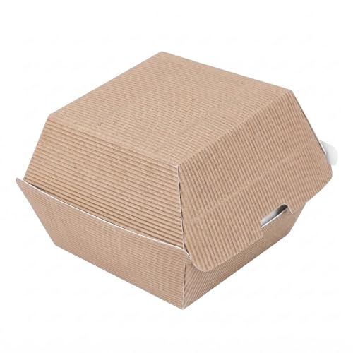 Restaurantware Kraft Paper Burger Boxes, Ripple Wall, 100 Ct