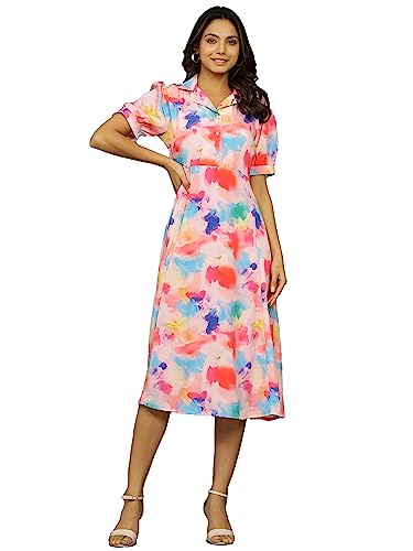 Image of Ravaiyaa - Attitude is everything Womens Soft Crepe Silk Casual Dress Summer Floral Printed Dress Ladies Tank Midi Sundress