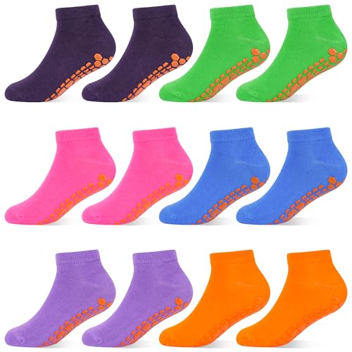 Image of HYCLES Toddler Girl Socks, 12 Pairs Non Slip Ankle Toddler Socks for 1-7 Years Baby Girls Kids
