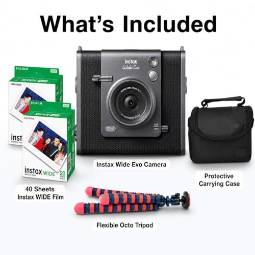 Image of Fujifilm INSTAX Wide Evo Instant Film Camera (+ Extra Film(40 Sheets) and Travel Bundle)