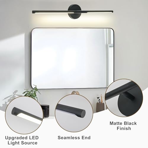 Image of Matte Black Bathroom Light Fixtures Over Mirror 36 Inch, 26W 360 Rotatable Dimmable 4000K Led Vanity Light Bar, Modern Bathroom Vanity Lights Above Mirror