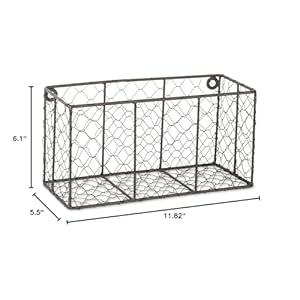 DII Chicken Wire Collection Farmhouse Vintage Wall Baskets, Small Basket, Vintage Grey DII Chicken Wire Collection Farmhouse Vintage Wall Baskets Small Basket Vintage Grey