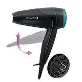 Remington Asciugacapelli 2000W - Pieghevole e Potente - Asciugacapelli da Viaggio, Bacchetta e Diffusore per styling, 2 livelli di riscaldamento e ventola, On The Go D1500