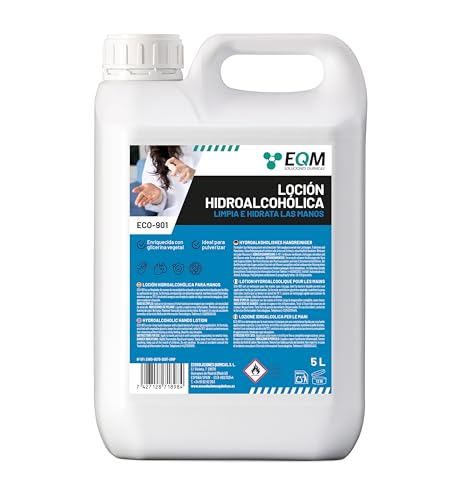 EQM - ECO-901 - Loción Hidroalcohólica de Manos - 5L - Eficacia certificada por laboratorio - Limpieza e Hidratación profunda - Fórmula con alto contenido en glicerina