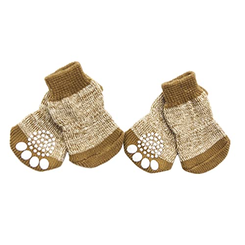 FONDOTIN 4Pcs Pet Slip Socks for Dogs Cotton Paw Protectors Indoor Traction Control for Puppies Prevent Soiled Feet and Scratching Adorable