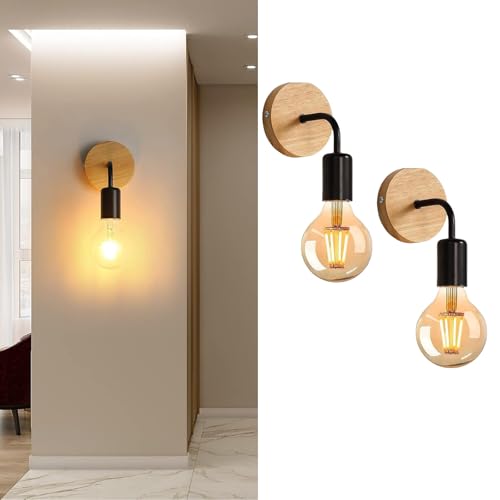 Apliques de pared industriales negros E27 interiores rústicos para salón y cabecera