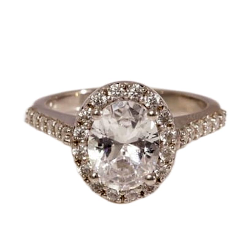 Bague imposante en argent sterling 925 avec anneau halo diamants et pierre CZ femme