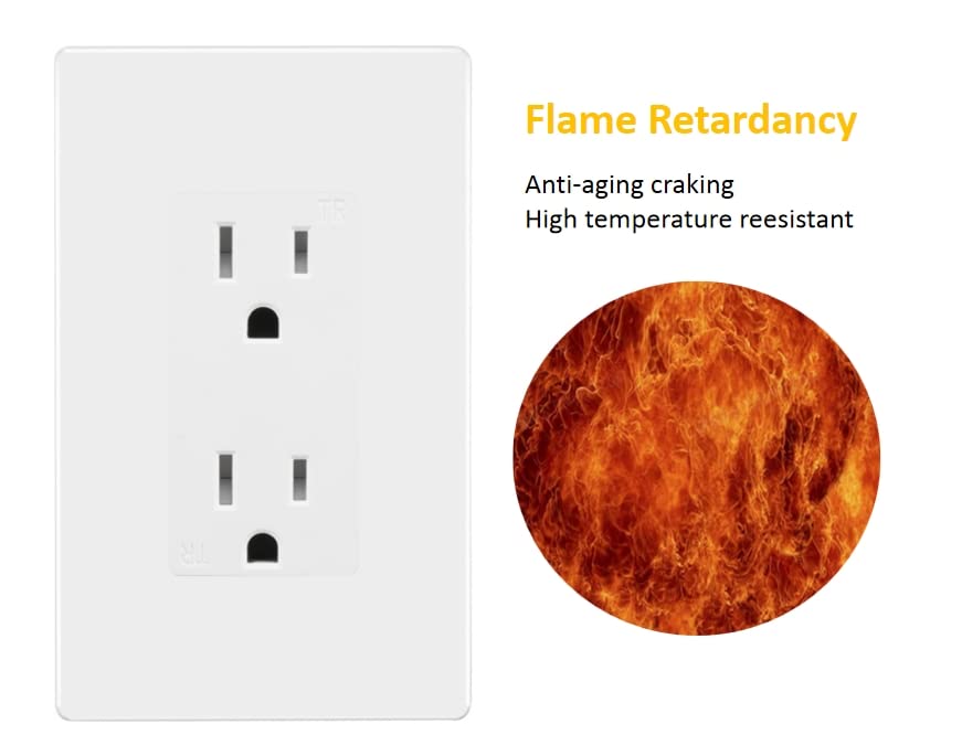 Miniatura 6 de (2 piezas) 15 Amp Decorator Receptáculo dúplex pared cubierta placa de toma de corriente, tamaño 1-Gang 4.50" x 2.75", policarbonato termoplástico