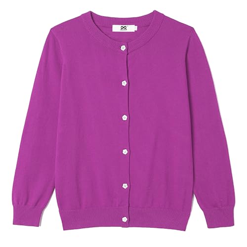 Image of Girls' Cardigan Sweater [Cute Petal Buttons] Cotton Long Sleeve Crewneck Uniform Sweater for 5-14 Years Girls