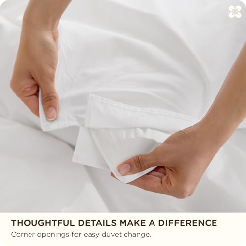 Bedsure Cotton Duvet Cover King - Luxury Slub Weave 100% Cotton Duvet Cover with a Linen Like Textured, Easy Change Durable Bedding, Bright White, 104" x 90"
