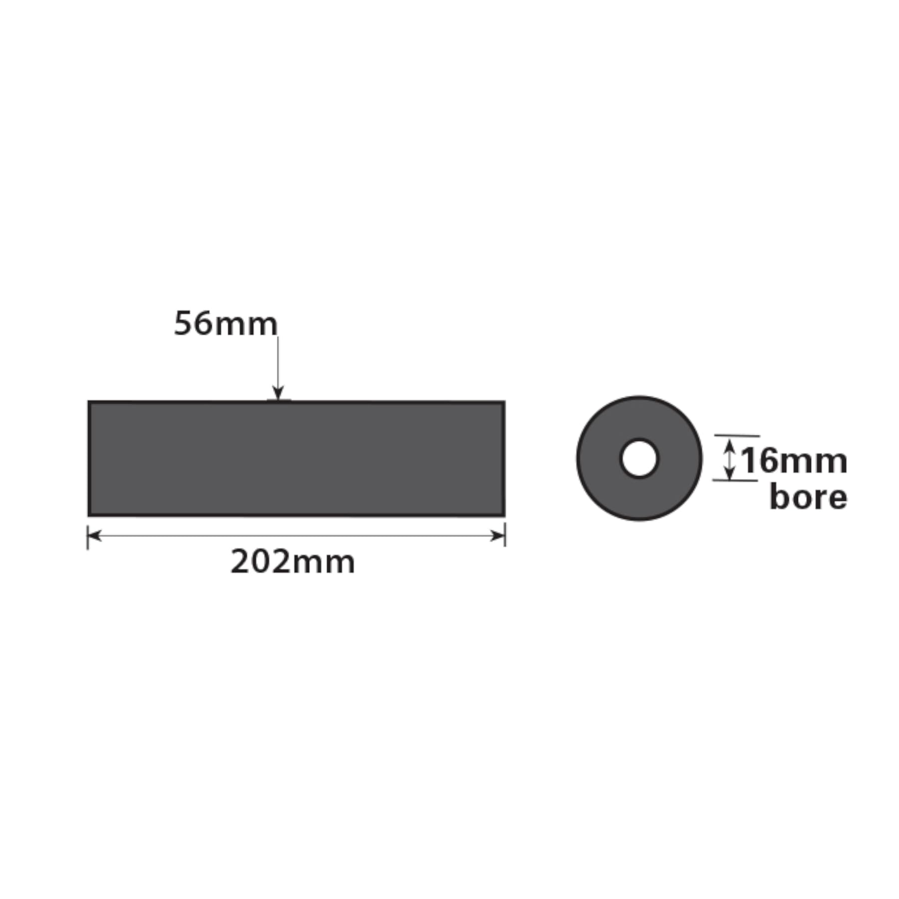 AB Tools Rouleaux latéraux parallèles en caoutchouc pour bateau/jetski/remorque, 202 mm et 16 mm d'alésage