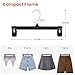 HOUSE DAY Black Pants Hangers, 25 Pack Skirt Hangers with Non-Slip Big Clips and 360° Swivel Hook, Durable Slim Plastic Pant Hanger, Space Saving Clip Hanger for Pants, Skirts, Shorts - 12 Inch
