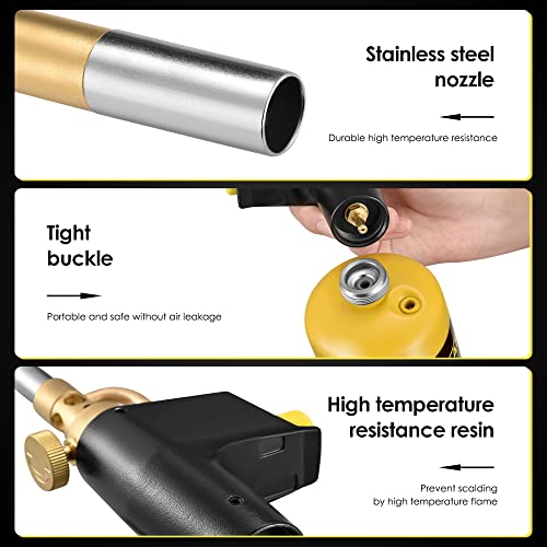 Propane Torch Head With 3 Tips, Trigger Start Mapp/Map Gas Torch W/Push Button Igniter, Welding Torch Head For Mapp, Map/Pro Fuel Cylinder #TOP4