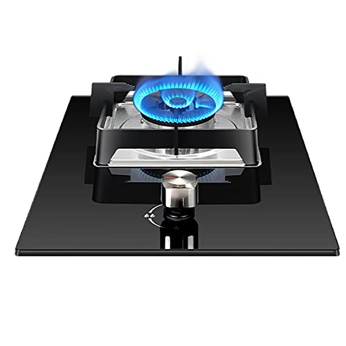 Placa de Gas, Encimera de Gas, Cocina de Gas de 30 cm con Quemador Empotrado, Placa de Cristal Templado Negra con Calentador de Agua.