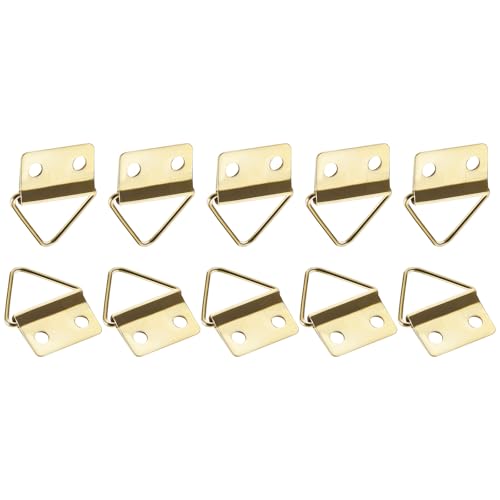 Image of DTGN 24mm x 18mm Triangle Ring Picture Frames Hanging - 20 Pcs - Good for Hanging Paintings - Picture Frame Hook Photos - Golden