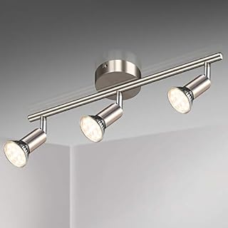 Unicozin LED Ceiling Light Rotatable, 3 Way LED Ceiling Spotlight, Matt Nickel & Swivelling Design, for Kitchen, Living Room, Bedroom, Including 3 X 3.5W GU10 LED Bulbs (380LM, Warm White)