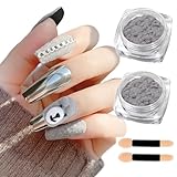 CHARMING MAY 2 Boxes Velvet Flocking Powder Grey Velvet Flocking Nail Powder Pigment Nail Art Glitters for Velvet Manicure Nail Art Polish Flocking Decorations for Winter (Grey Velvet)