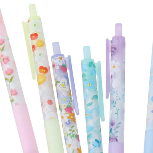 okhobby 6 bolígrafos retráctiles floral multicolor miniatura 7