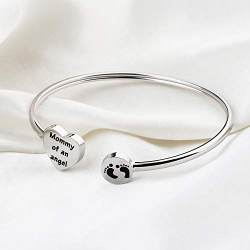 MYOSPARK Mommy of an Angel Baby Feet Cuff Bangle Bracelet Memorial Jewelry Miscarriage Sympathy Gift for Infant Child Loss Pregnancy Loss3
