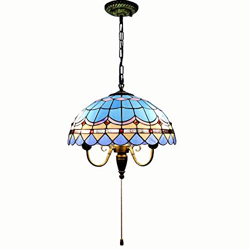 Lustre rétro baroque en verre Tiffany véritable, suspension de prestige pour comptoir chic