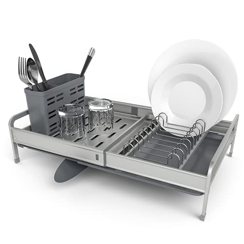 Shanik Rostfreies, erweiterbares Abtropfgestell, verstellbare Geschirrabtropfarme Cover