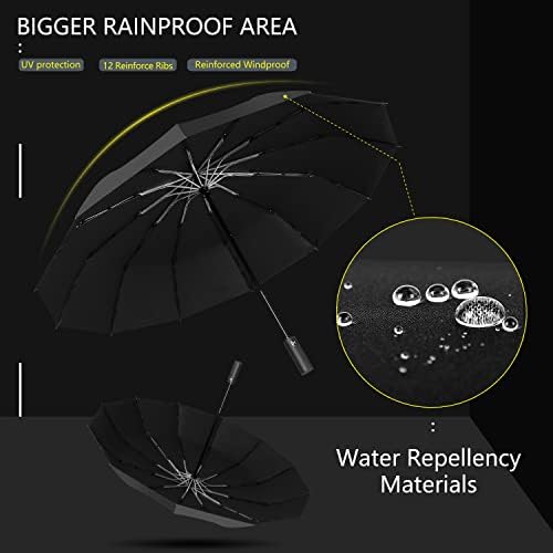 Amazon Brand - Eono UPF 50+ Folding Umbrella 12 Reinforced Ribs - 99% UV Protection, Reinforced Windproof, Compact Travel, Automatic, Ease of Use, Men and Women