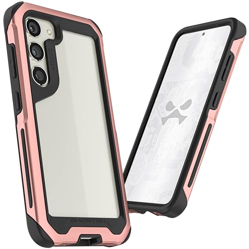 Coque transparente Galaxy S23 avec pare-chocs aluminium rose robuste - 2