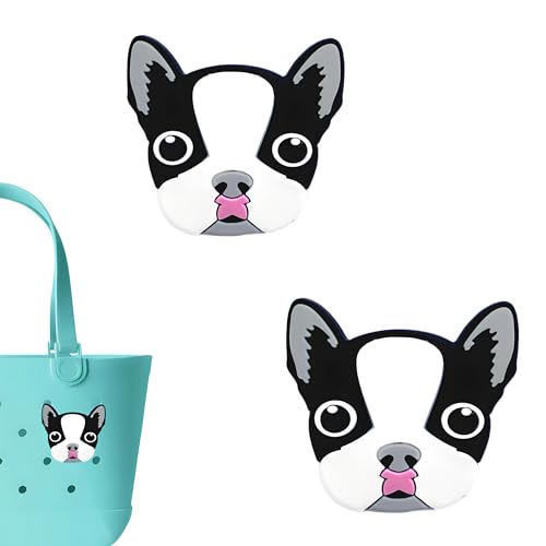 CHARIBEA French Bulldog Charms for Bogg Bag, Dog -Themed, Compatible with Simply Southern Beach Tote, 2 Pcs Beach Bag Charms Rubber Inserts Accessories for Women Girls (French Bulldog)