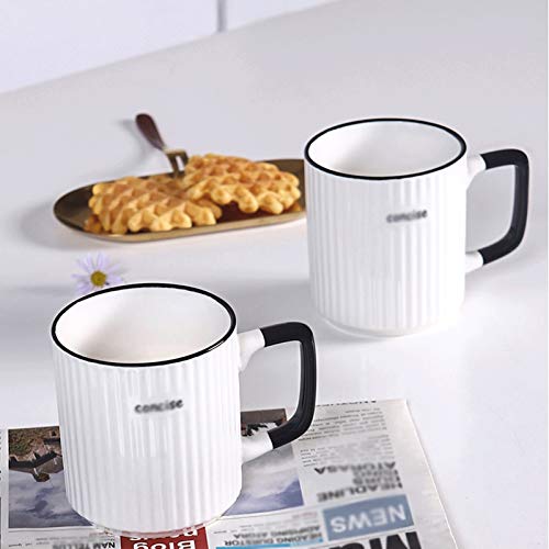 Caneca Caneca de Cerâmica de Cor Pura com Colher Copo de Leite Masculino e Feminino Simples Listrado