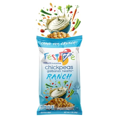Image of Feel Festive 24 Bags 1-oz Ranch Crunchy Roasted Chickpeas Protein Snack Pack - Healthy Garbanzo Beans - Non-GMO Vegan Gluten-Free Soy-Free Balanced Macro Nut Free - Individual Convenient Portions