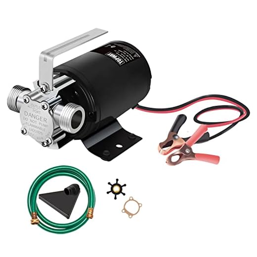 TOPWAY 12V DC Water Transfer Electric Sump Utility Pump 330 GPH 1/10HP with Water Hose Kit