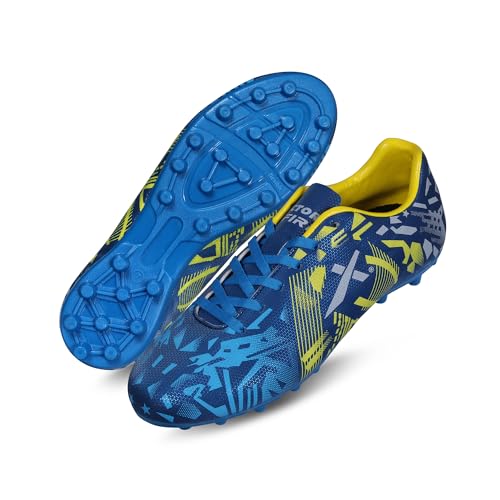 Image of Vector X Fire Soccer Football Shoes Studs with Synthetic Leather Fully Embossed Upper Sports Footwear|Comfortable Lightweight|TPU Sole Double Colour Premoulded Heel Shoe for Adult, Men & Boys