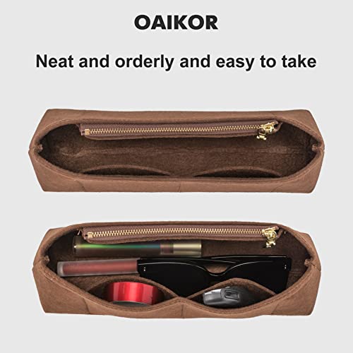 OAikor Purse Organizer Insert for Handbags & Tote,Bag Organizer for Tote with Zipper Fit LV Boulogne Bag(Brown-Felt)