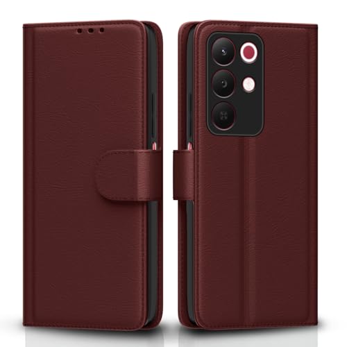 Image of Amazon Basics Flip Cover for Realme Narzo 90X 5G / Realme C85 5G / Realme 15X 5G Leather Finish | Wallet Stand and Shock Proof | Inside TPU with Card Pockets | Complete Protection Flip Case (Brown)