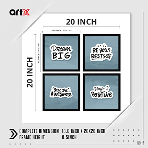 Image of ArtX Paper Motivational Quote Dream Big Wall Art Painting, Framed Paintings For Home Office Decor 20 X 20 inches (Combined), 10.0 X 10.0 each, Multicolor Posters With Frame, Set of 4