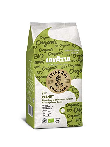 Lavazza, ¡Tierra! for Planet, Café en Grano Natural para Máquina de Café Espresso-Superautomática, Notas de Frutos Tropicales y Flores, 100% Arábica, Intensidad 6, Tueste Ligero, 1Kg, Amazon Exclusive