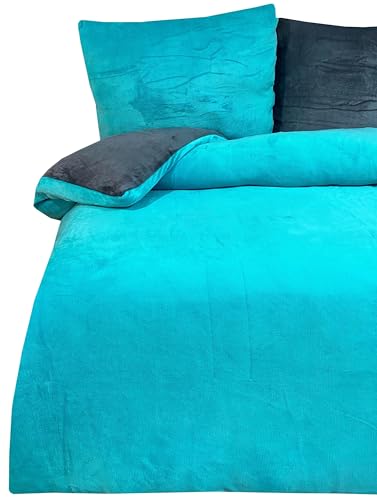 Bettwäsche Teddy Plüsch 200x220 2x80x80 Kissenbezug Cashmere Touch kuschelig warme Winter Wendebettwäsche