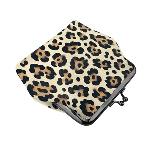 Pu Leather Buckle Coin Purse Leopard-Print-Natural Girls Kiss-Lock Change Purse Wallets3