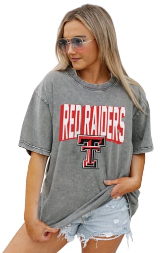 Texas Tech Red Raiders Womens Oversized Vintage Wash Boyfriend Tee (US Alpha Large Regular Regular)