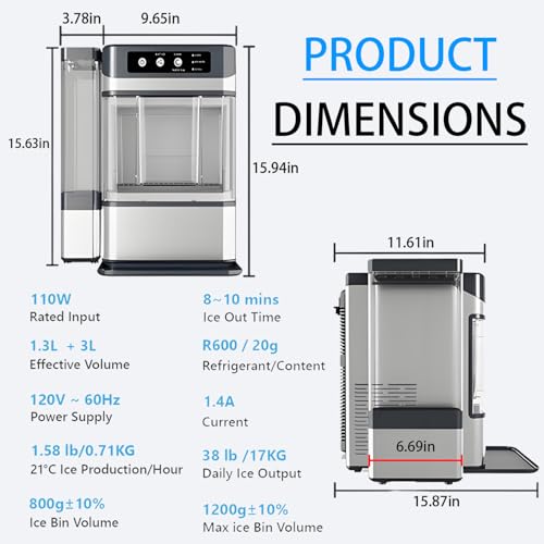 Máquina de Hielo Nugget de Mostrador 38 lbs/24h miniatura 2