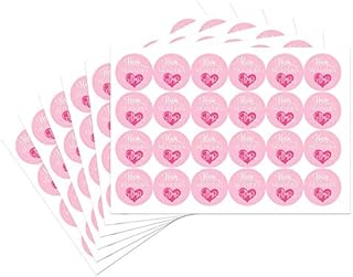 'Happy Mother's Day' Paper Stickers, 30 mm Diameter, Pink Heart with White Text Design Great for Retail, Crafts and Gifts, Pack of 144