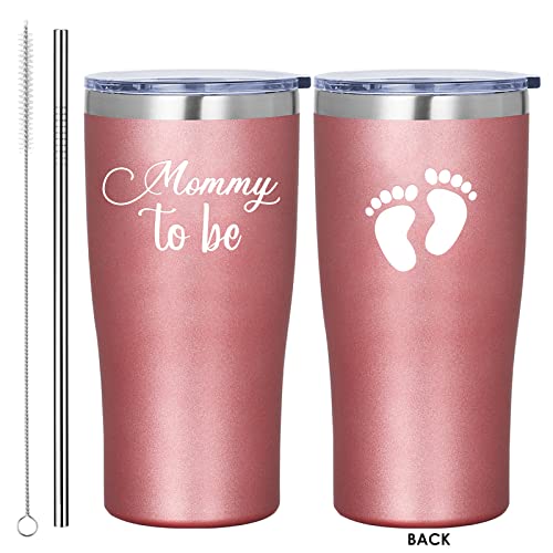 New Mom Gifts For Women - Mom To Be-funny Push Christmas Presents Gifts For New Mom 2022, Mom To Be, Pregnant Friend, Birthday Gift For New Mom,wife, 20oz Wine Tumbler Mom Mug Cup-Rosegold