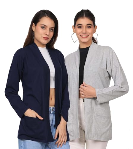 Image of Women's Cotton Shrugs with Pockets, Summer Shrugs for Ladies, Pack of Two
