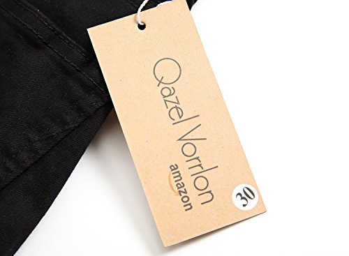 Qazel Vorrlon Men's Biker Moto Distressed Destroyed Fashion Skinny Fit Jeans W40,Black