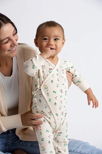 Image of monica + andy Kimono Tie Long Sleeve One Piece, 100% Organic Baby Clothes for Girls & Boys, Preemie, Newborn & Infant