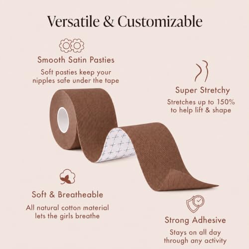 Image of Bare Babe Boob Tape for Breast Lift - Breast Lift Tape - 10 Satin Nipple Pasties - Hypoallergenic Boobtape - Strapless Bra