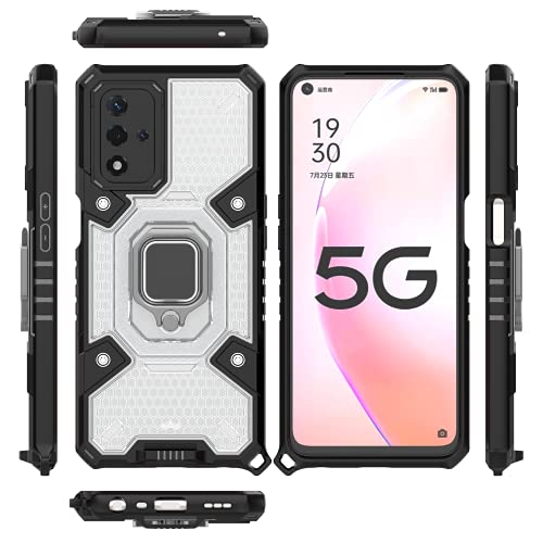 Image of zivite TPU Tough Armor Bumper Back Case Cover For Oppo A93 5G / A93S 5G|Ring Holder & Kickstand In-Built|360 Degree Protection Back Case Cover For Oppo A93 5G / A93S 5G (Transparent)