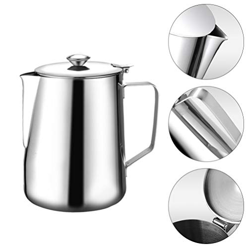 Hemoton Jarra de Espuma de Café Taza de Medición de Acero Inoxidable con Asa Y Escala Balanza de Medición Jarra con Tapa… - Imagen 8